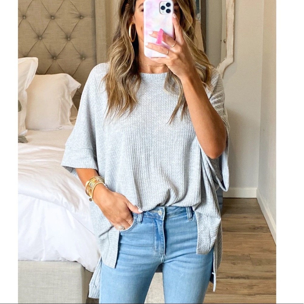 Oversized Gray Waffle Tee Shop Talulah Sweater